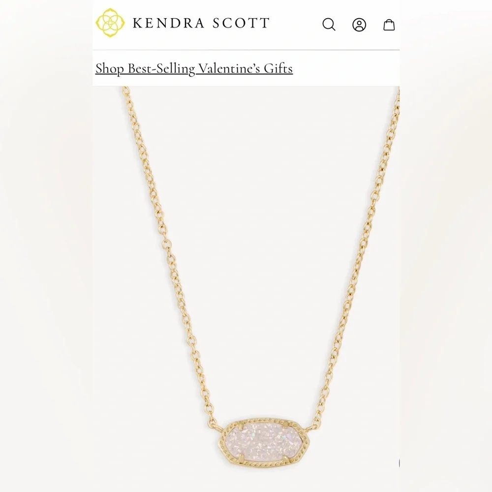 Kendra Scott Elisa Gold Pendant Necklace in Iridescent Drusy EUC - Picture 5 of 7